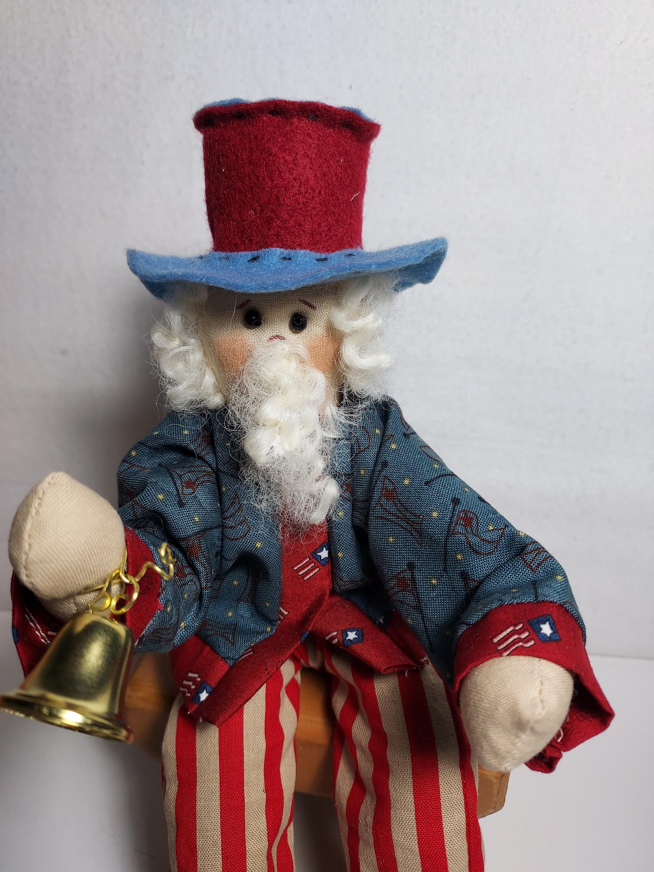 Handmade Uncle Sam Doll - Liberty Bell, Farmhouse Decor (11 Inch