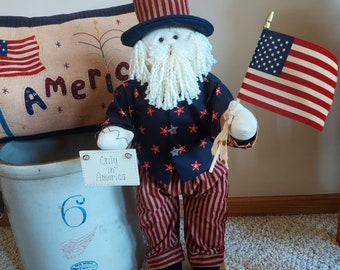 Standing Uncle Sam ~ Standing Patriotic Doll ~ July 4th, Veterans Day, Memorial Day, Labor Day, Flag Day ~ Doll 28 Inches Tall ~