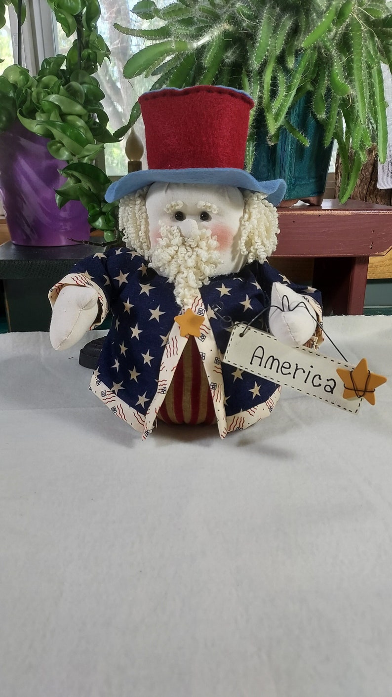 Uncle Sam Doll 9 Inch Doll with Sign Independence/Memorial Day/Veterans Day Farmhouse Decor/Country Decor image 4