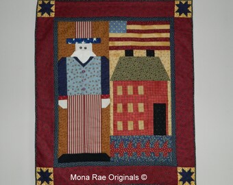 Art Quilt Wall Hanging ~ America Proud Wall Hanging ~36" x 43" Patriotic Home Decor ~  Uncle Sam Wall Decor