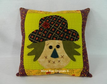 Scarecrow Pillow ~ Farmhouse Decor ~ 13" Handmade Pillow ~ Decorative Pillow ~ Fall Decor ~ Halloween Pillow