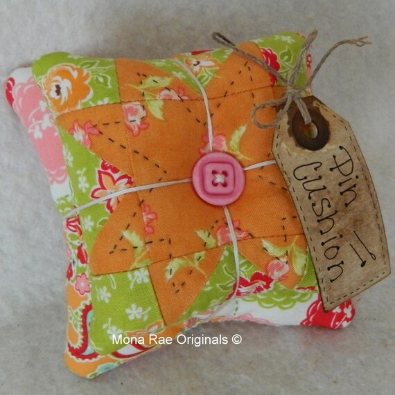Sewing Gift ~ Mint Green Original Design Pin Keeper ~ Mothers Day Gift,Quilter Gift Pin Cushion Peach and Pink Pin Cushion