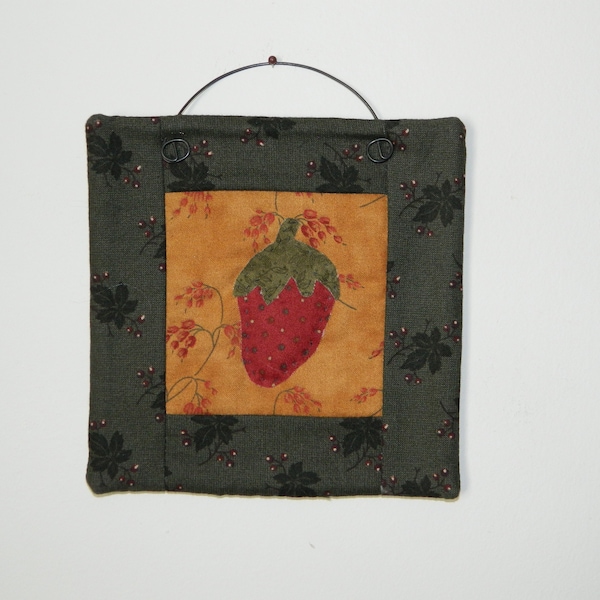 Strawberry Mini Quilt - Handmade Original Design  6" Wall Hanging ~ Garden Fruit ~ Country/Farmhouse Decor