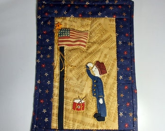 Soldier Boy Wall Quilt~ Patriotic Quilt ~ 8" x 12"  Handmade Quilt~ Farmhouse ~ Country Decor ~ Independence/Veterans Day/ Memorial Day