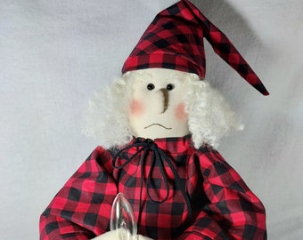 Scrooge Art Doll with Lighted Candle, Christmas Farmhouse Decor