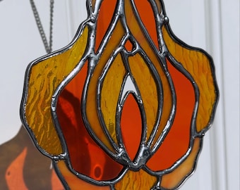 Stained Glass Suncatcher - Pussy (Yoni) Flower Bomb