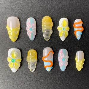 3D Silver Wire Nail Art: Chrome Acrylic Press On Nails, Futuristic Glam