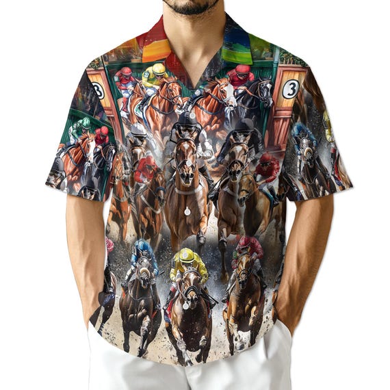 horse racing dress shirts CLAUDIO LUGLI HORSE RACE PRINT SHIRT Claudio Lugli Shirts