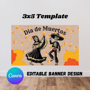 Plantilla de Banner del Día de Muertos: Archivo Digital 36x60