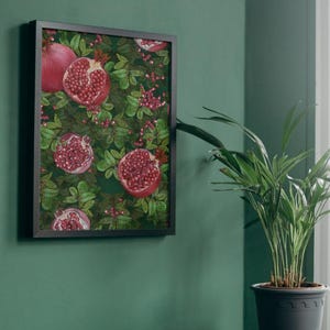 Pomegranate Botanical Wall Art – Digital Download Printable Fruit Print | wall Decor