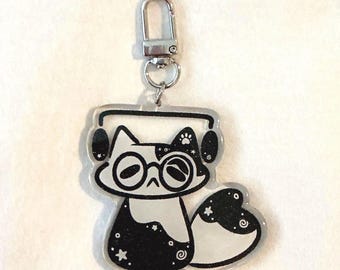 Glittery Headphones Cat Keychain