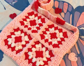 Strawberries and Cream Crochet Tote Bag