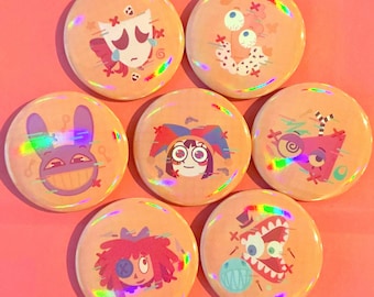 Digital Circus Rainbow Holographic Buttons