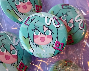 Hatsune Miku Pinback Button, Kawaii Vocaloid Ita Bag Accessory