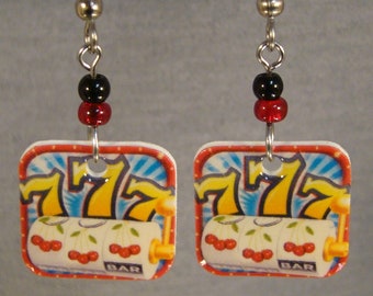 Slot Machine Dangle earrings- Casino Gambling Gift Shop jewelry - Lucky 7's accessories