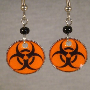 Biohazard Dangle Earrings - Medical Student Jewelry - Phlebotomist Nurse gift accessories