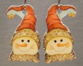 Country Snowman Earrings - Vintage Tall Hat Snowman Jewelry - Christmas Accessories - I love snowmen