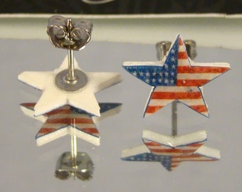 American Flag Star stud earrings - Americana accessories - July 4th jewelry