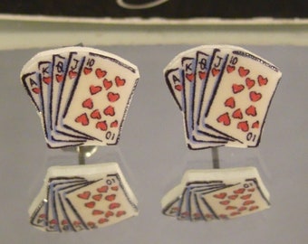 Playing Cards Stud Earrings - Card Suit Jewelry - Hearts - Poker - Casino accessories - Gambler gift