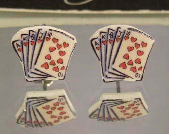 Playing Cards Stud Earrings - Card Suit Jewelry - Hearts - Poker - Casino accessories - Gambler gift