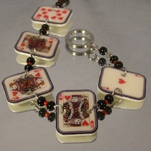 Royal Flush Card Suit Bracelet - Playing Cards Jewelry - Queen of Hearts Accessories - Casino Gambling Jewelry