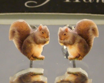 Squirrel Stud Earrings - Woodland animal jewelry - Wildlife gift shop accessories