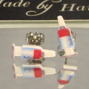 Syringe Stud Earrings Nurse phlebotomist Jewelry Hospital gift shop jewelry image 1