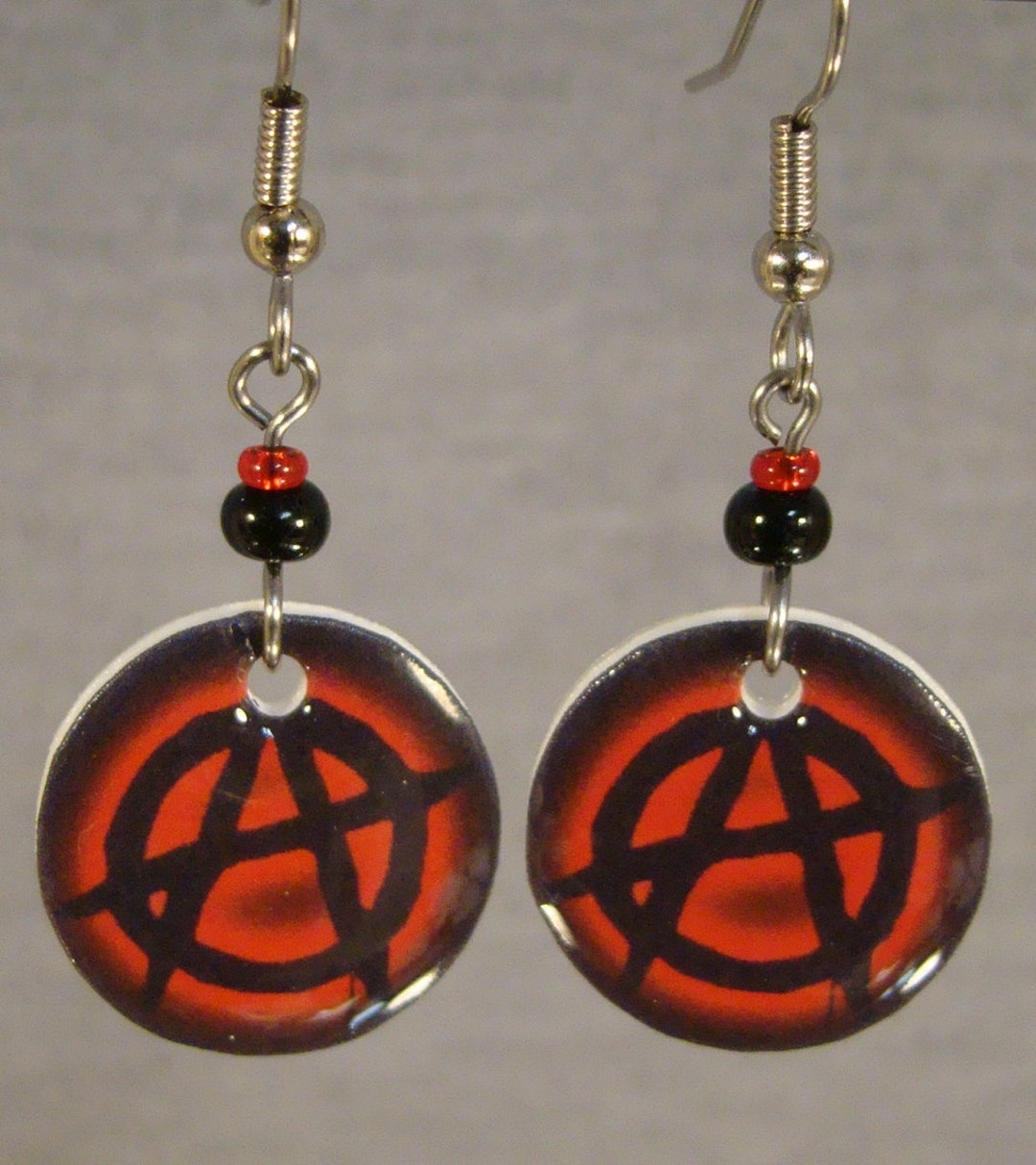 Anarchy Symbol Dangle Earrings Rebel Symbol Jewelry Red - Etsy