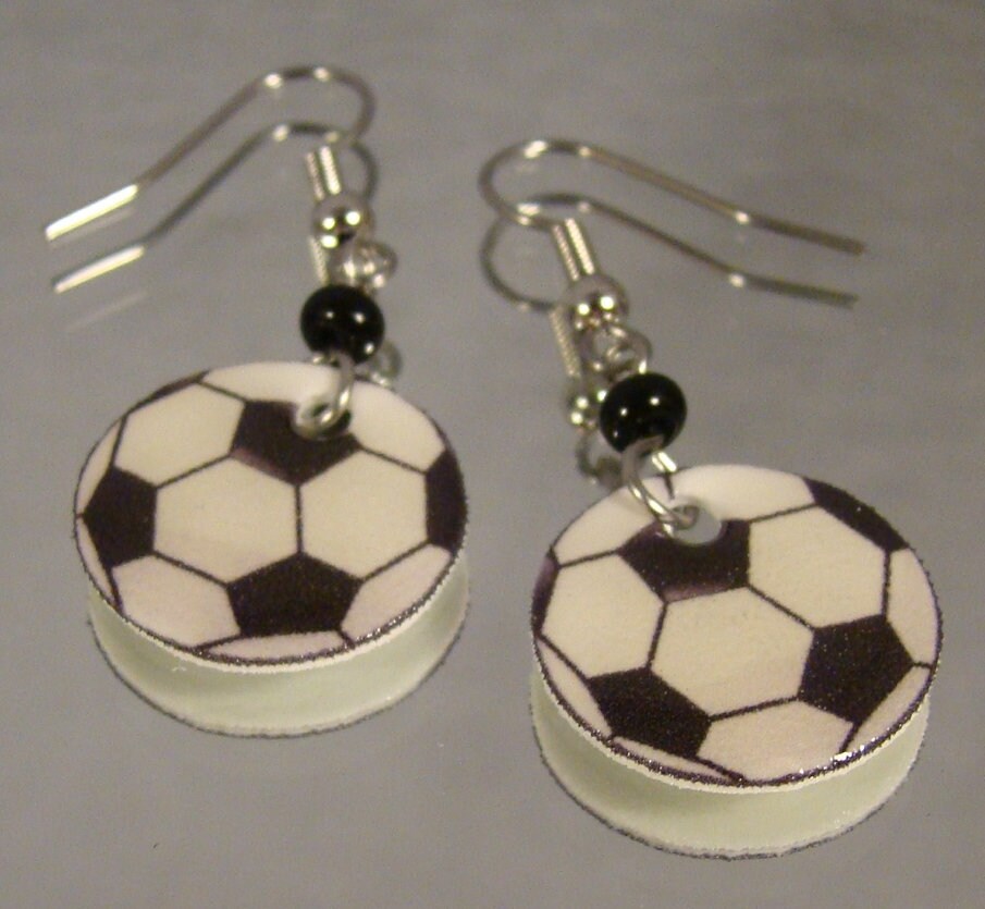 Soccer Ball Dangle Earrings Soccer Mom Jewelry Sports Ball Etsy