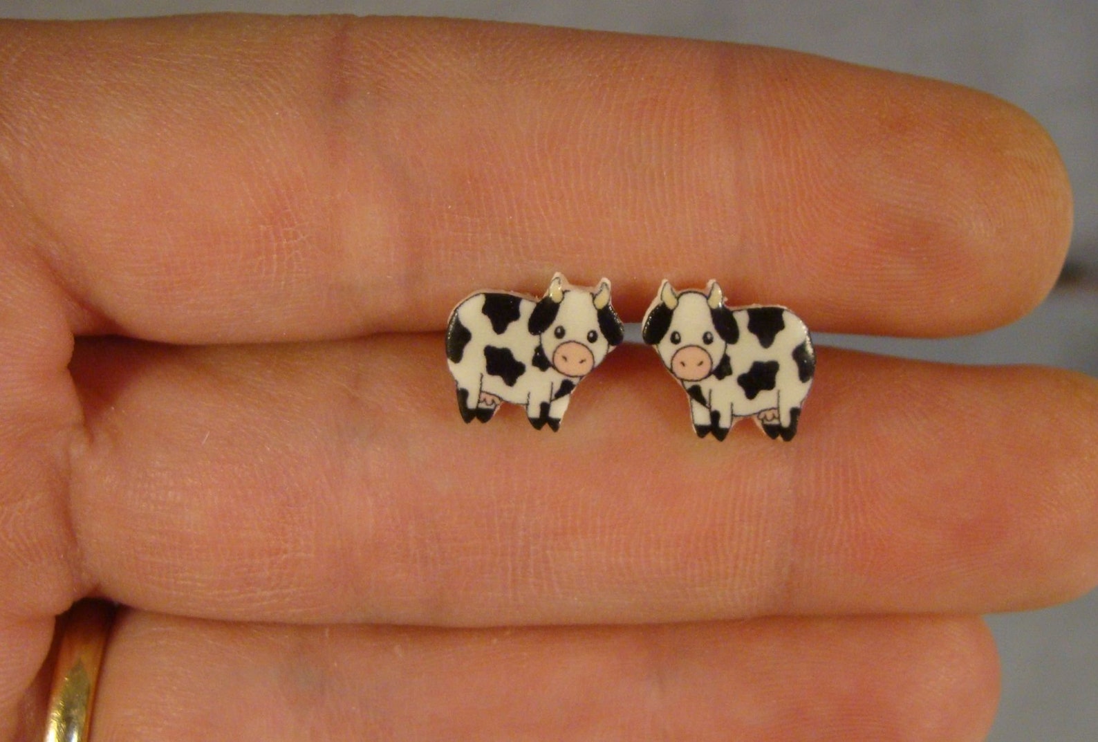Cow Stud Earrings Farm Animal Jewelry I Love Cows - Etsy