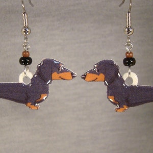 Dachshund Dangle Earrings - Dog Breed Jewelry - Black and Tan puppy - Pet rescue gift shop accessories