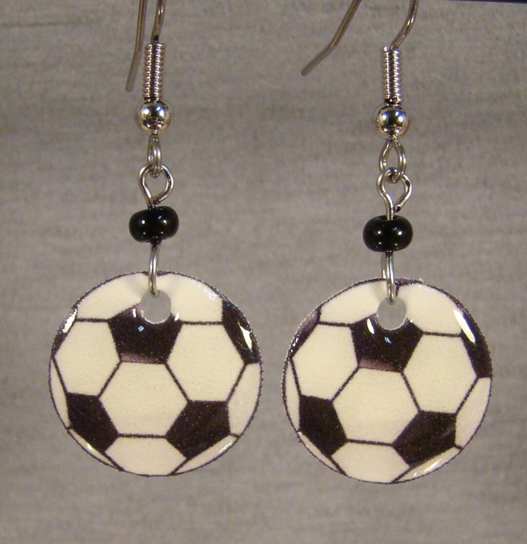 Soccer Ball Dangle Earrings Soccer Mom Jewelry Sports Ball Etsy