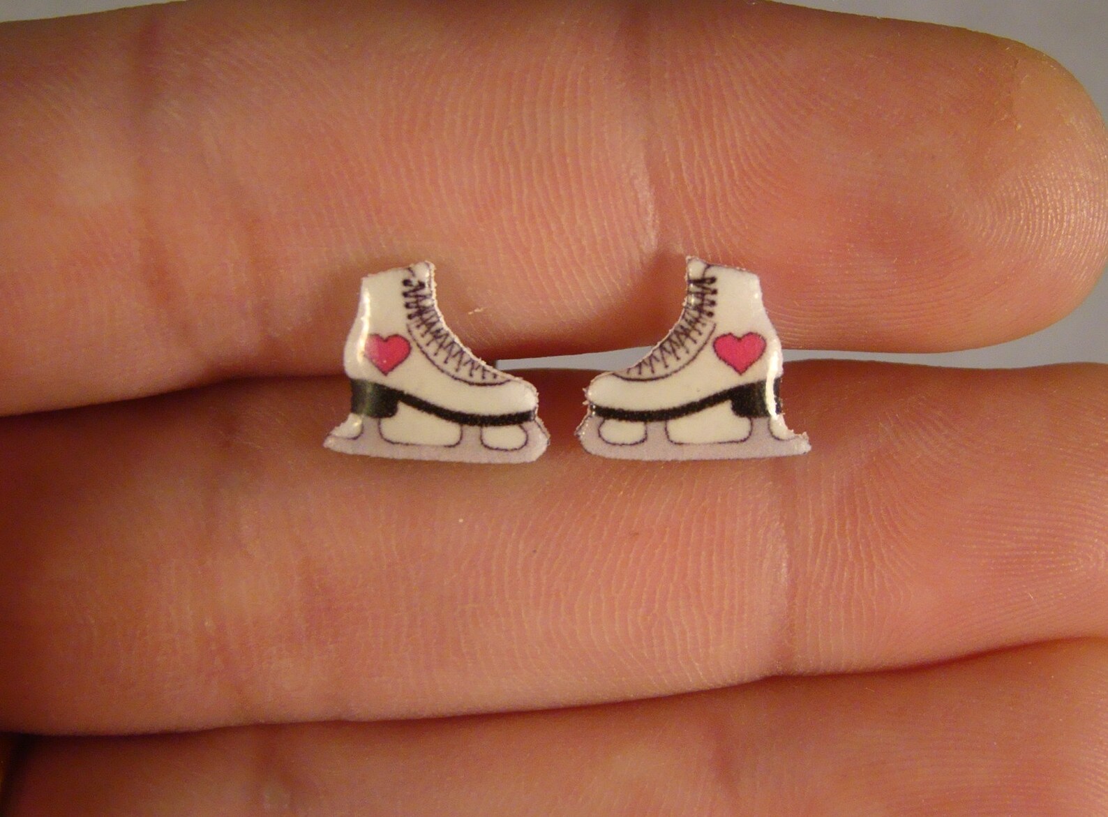 Ice Skate Stud Earrings Hot Pink Heart Skate Earrings I Etsy