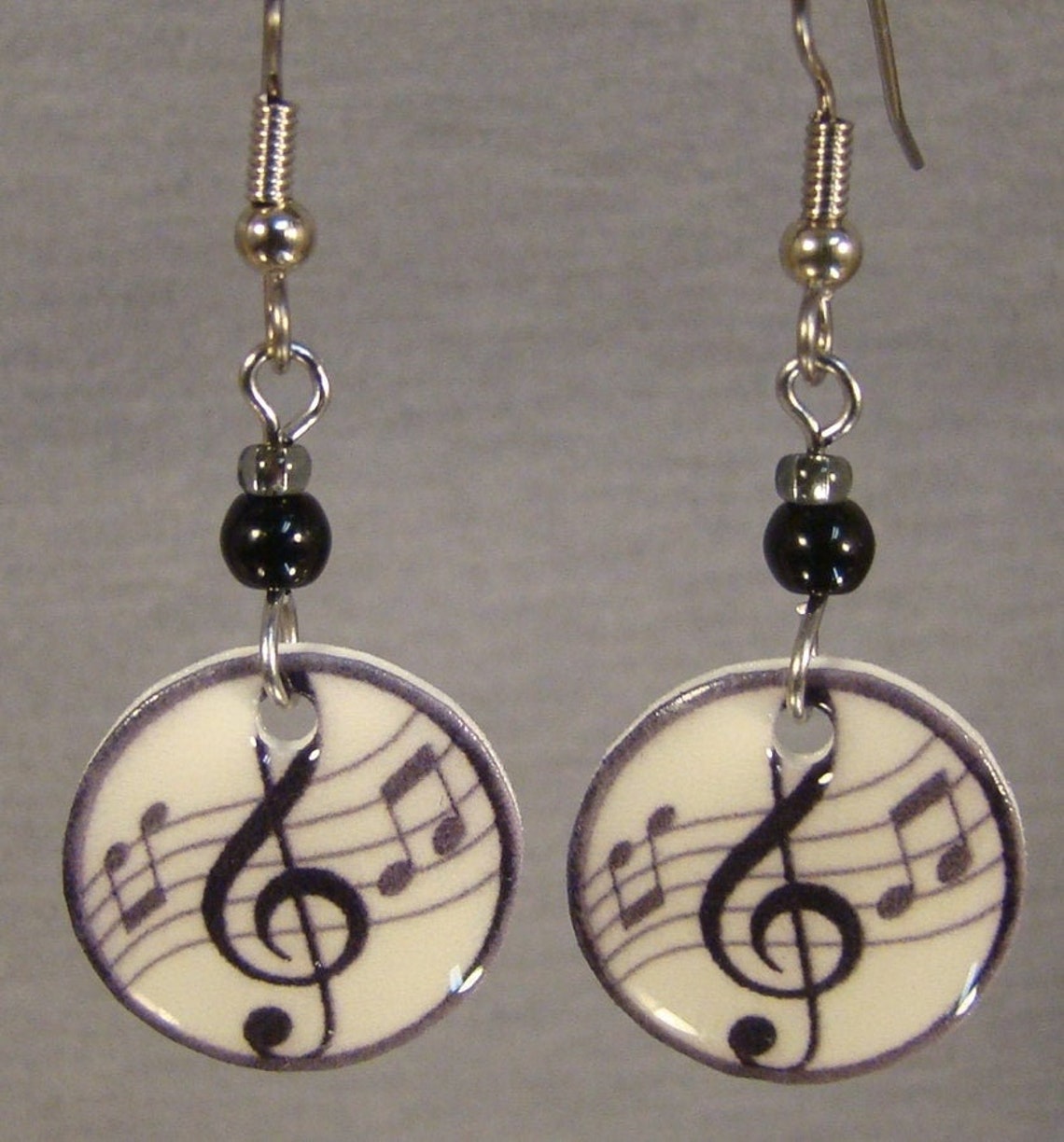 Music Note Dangle Earrings Black and White Music Notes Etsy