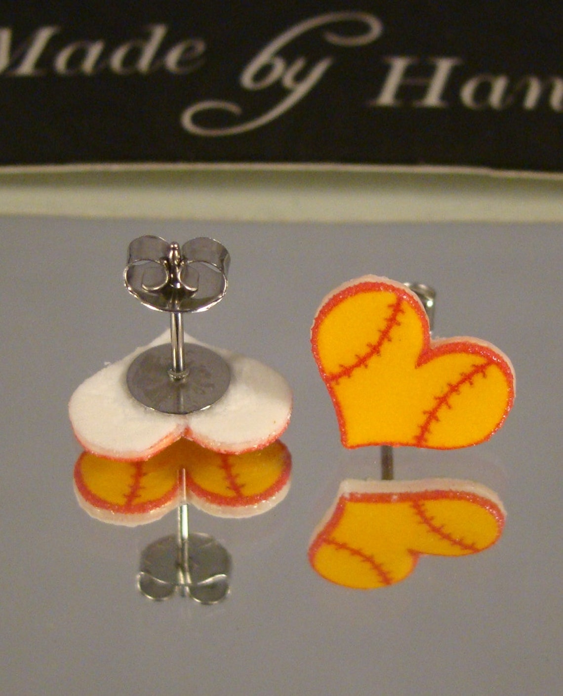 Softball Heart Stud Earrings Softball Mom Jewelry I Love Etsy