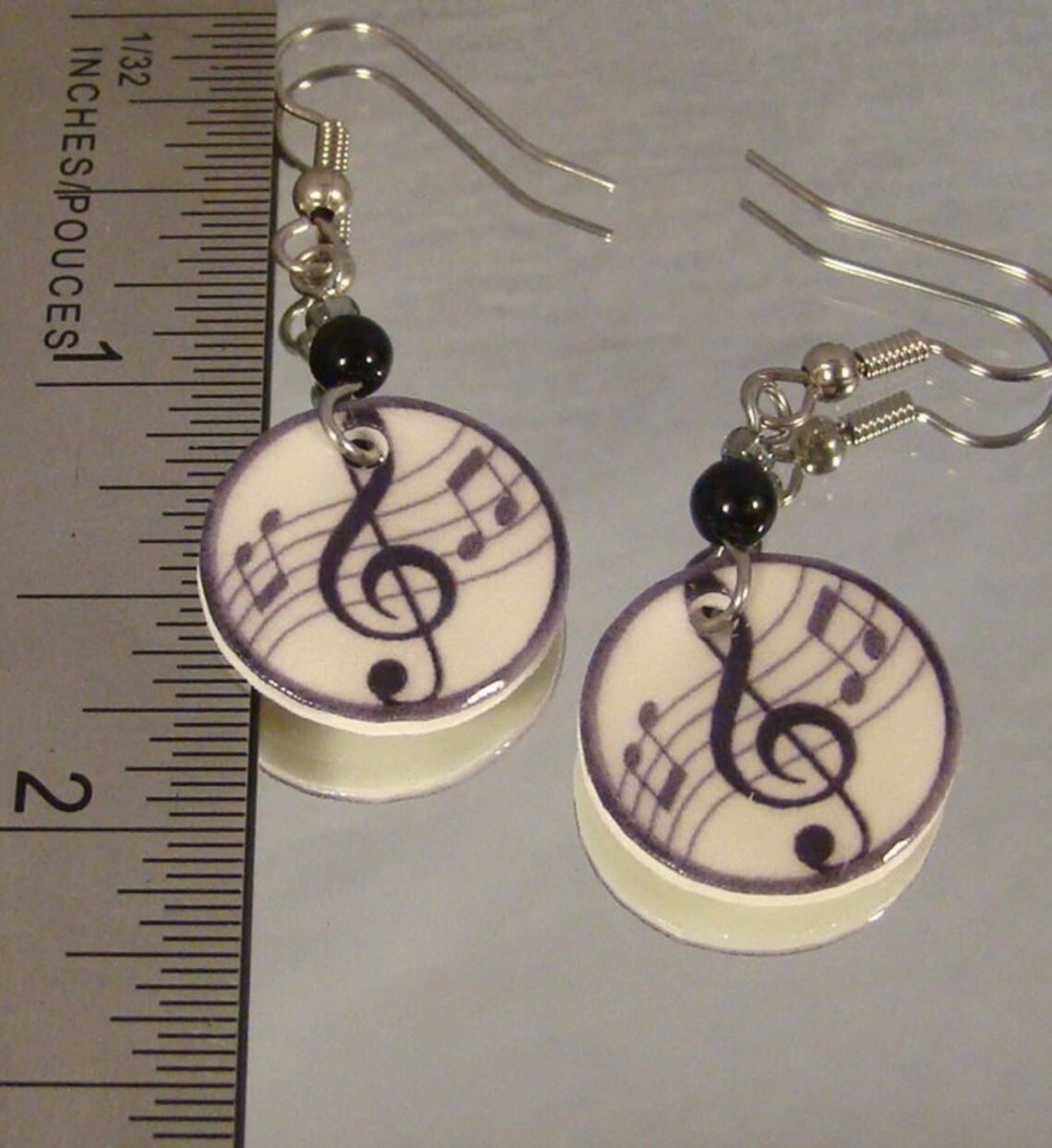 Music Note Dangle Earrings Black and White Music Notes Etsy