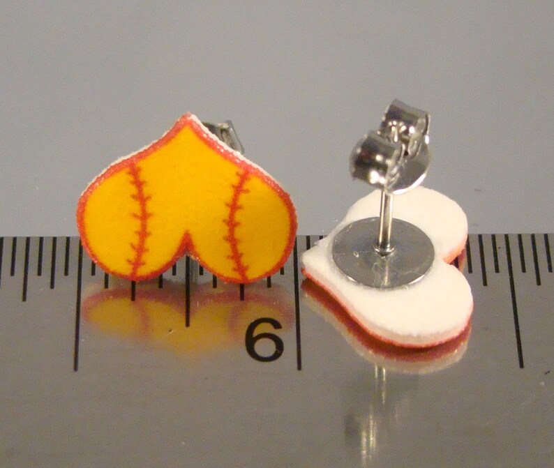 Softball Heart Stud Earrings Softball Mom Jewelry I Love Etsy
