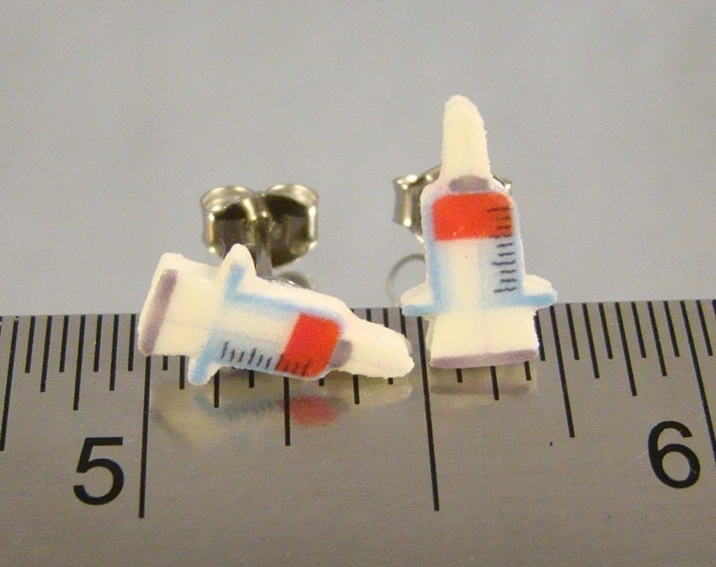 Syringe Stud Earrings Nurse phlebotomist Jewelry Hospital gift shop jewelry image 3