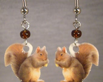 Fall Themed Dangle Earrings For Women - Pumpkin Leaves Squirrel Mushroom Autumn Jewelry