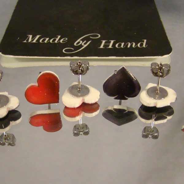 Card Suit Earrings gift set - Poker Player gift accessories - hearts - Spades - Clubs - Diamonds