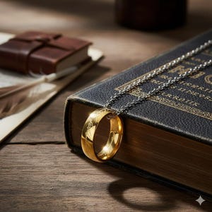 Elfen schriftring met ketting magische ring Dark Lord Ring Fantasy sieraden cadeau voor filmfans Cosplay kostuum accessoire memorabilia aanwezig