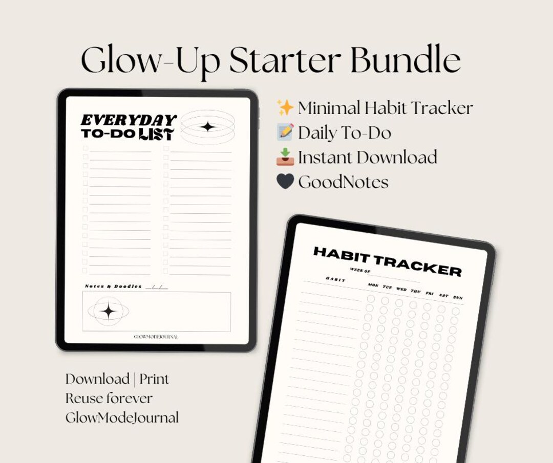 Daily To-do List & Habit Tracker Printable | Minimalist Glow up Planner ...