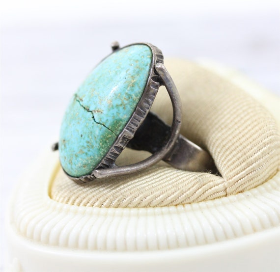 Vintage Indian Native Turquoise Sterling Silver 9… - image 2