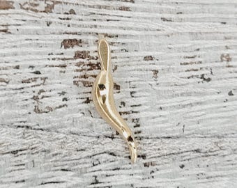 Vintage 14K Yellow Gold Italian Horn Charm Pendant Diamond Cut Small Pretty