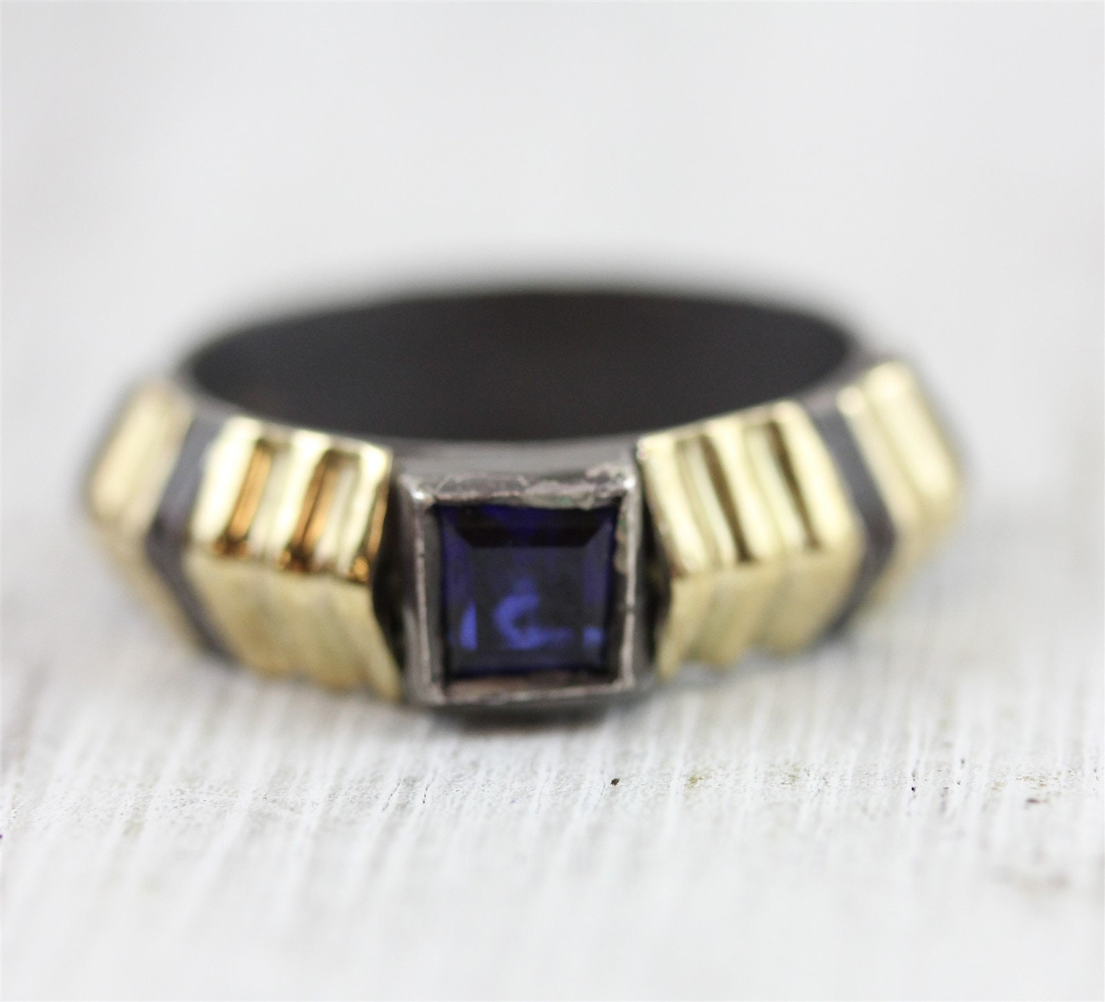 スーパーセール タイムセール 時間 Silver Sterling Artisan Studio Designer Vintage 18k 7.5 Ring 指輪・リング