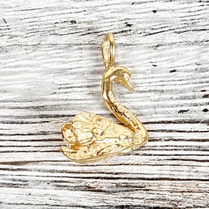 Vintage 14K Gelb 3D Gold Schwan Charm Anhänger Kleine Luxus Hübsche