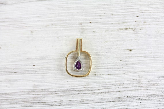 Vintage Designer 18K Yellow Gold Amethyst Pendant… - image 5