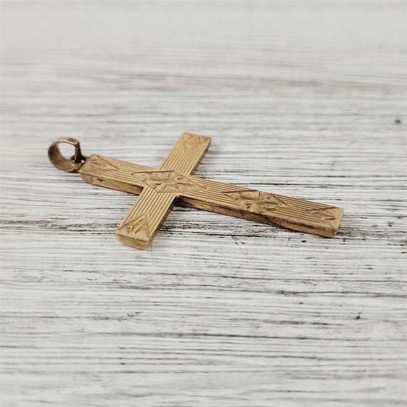 Vintage Cross 10K Yellow Gold Pendant 1930's Retr… - image 3