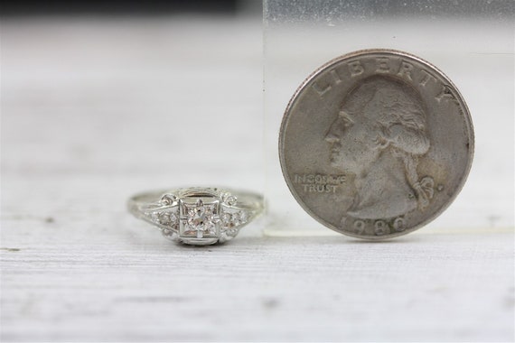 Edwardian .20 Ctw Diamond Engagement 18K White Go… - image 7