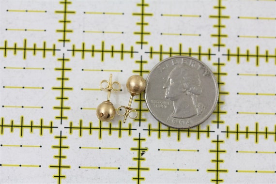 Vintage 6.3mm Bead Ball 14K Yellow Gold Stud Earr… - image 5